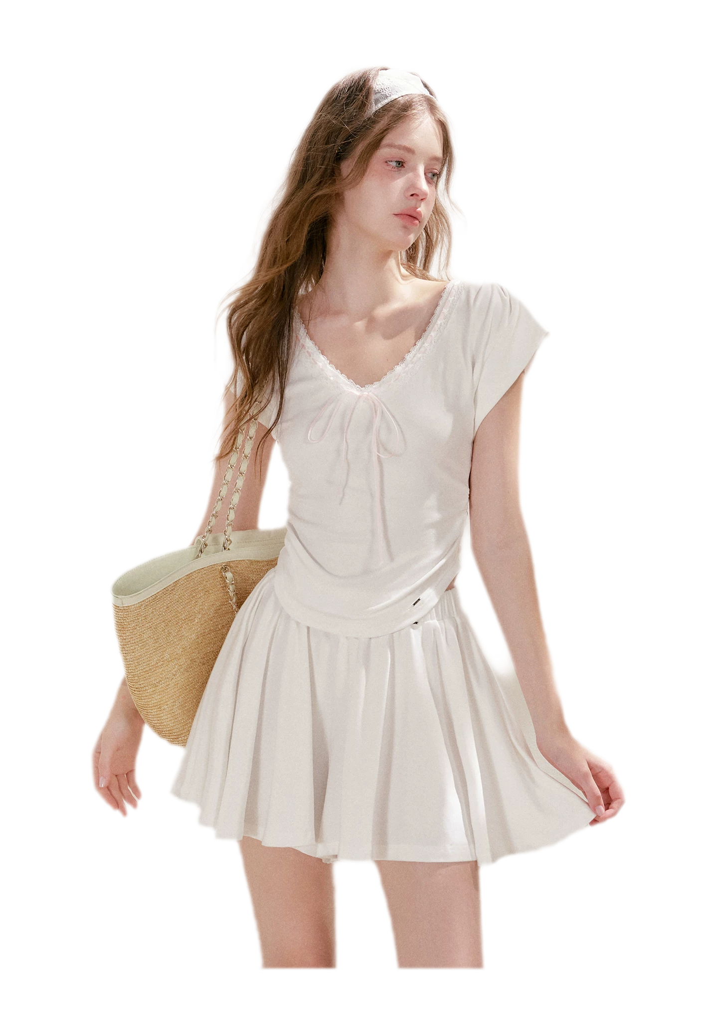 Lace Trim Skort Set