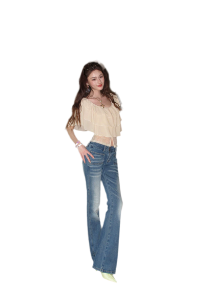 Milk Almond Ruffle Blouse