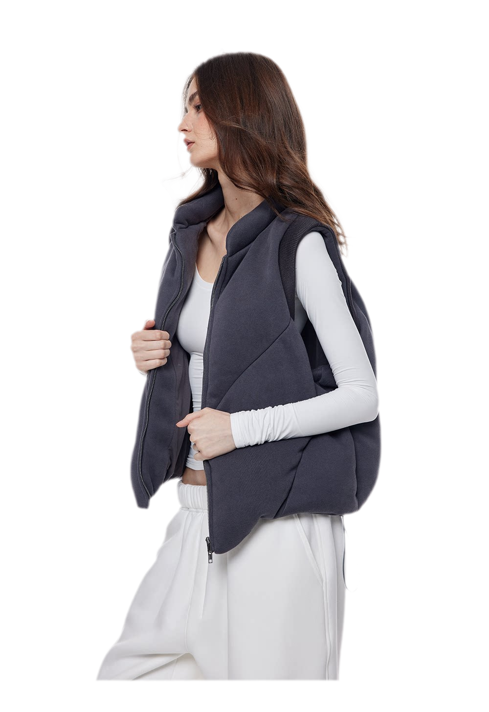 Fur Trim Hooded Vest