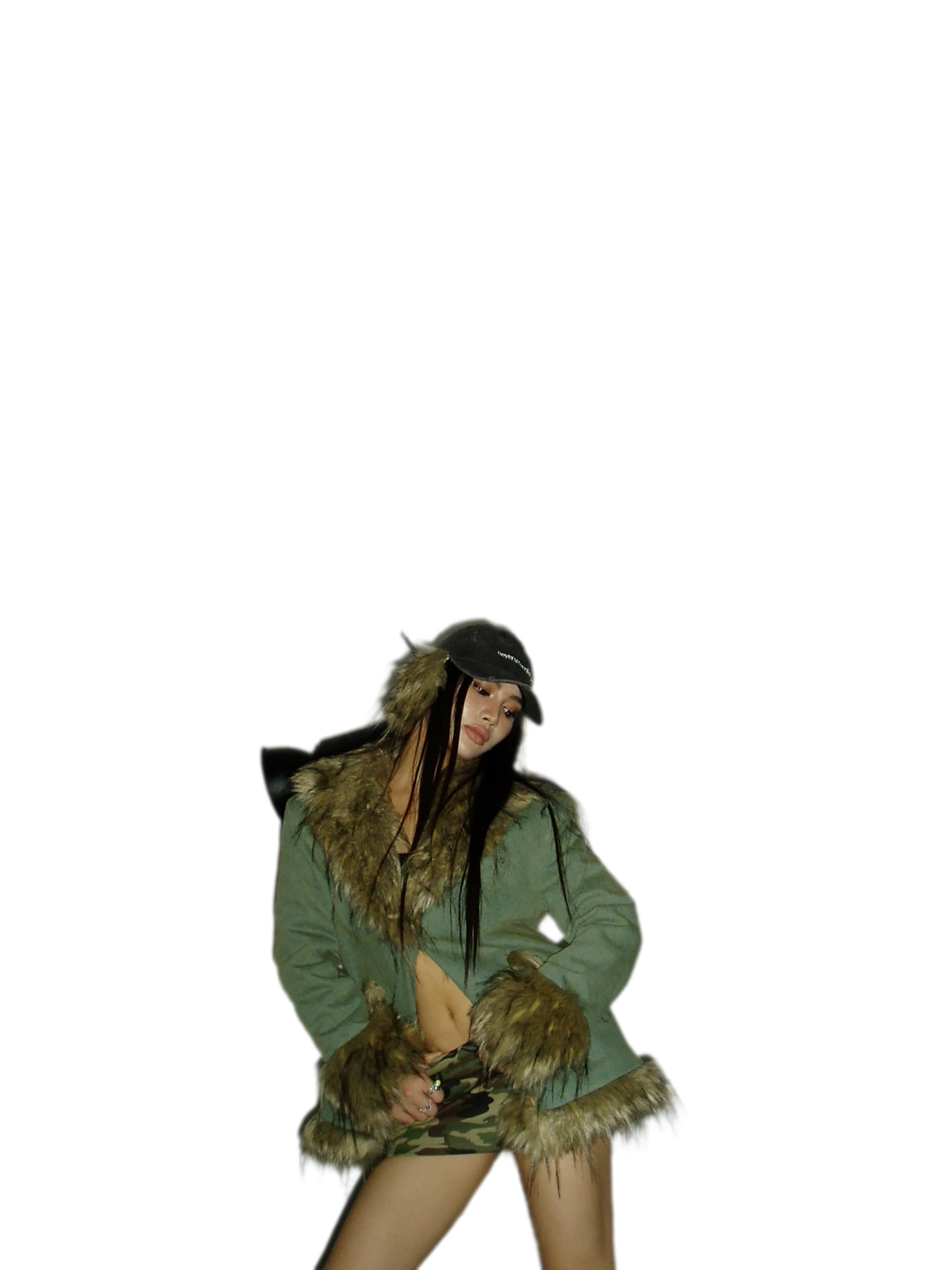 Distressed Faux Fur Cap