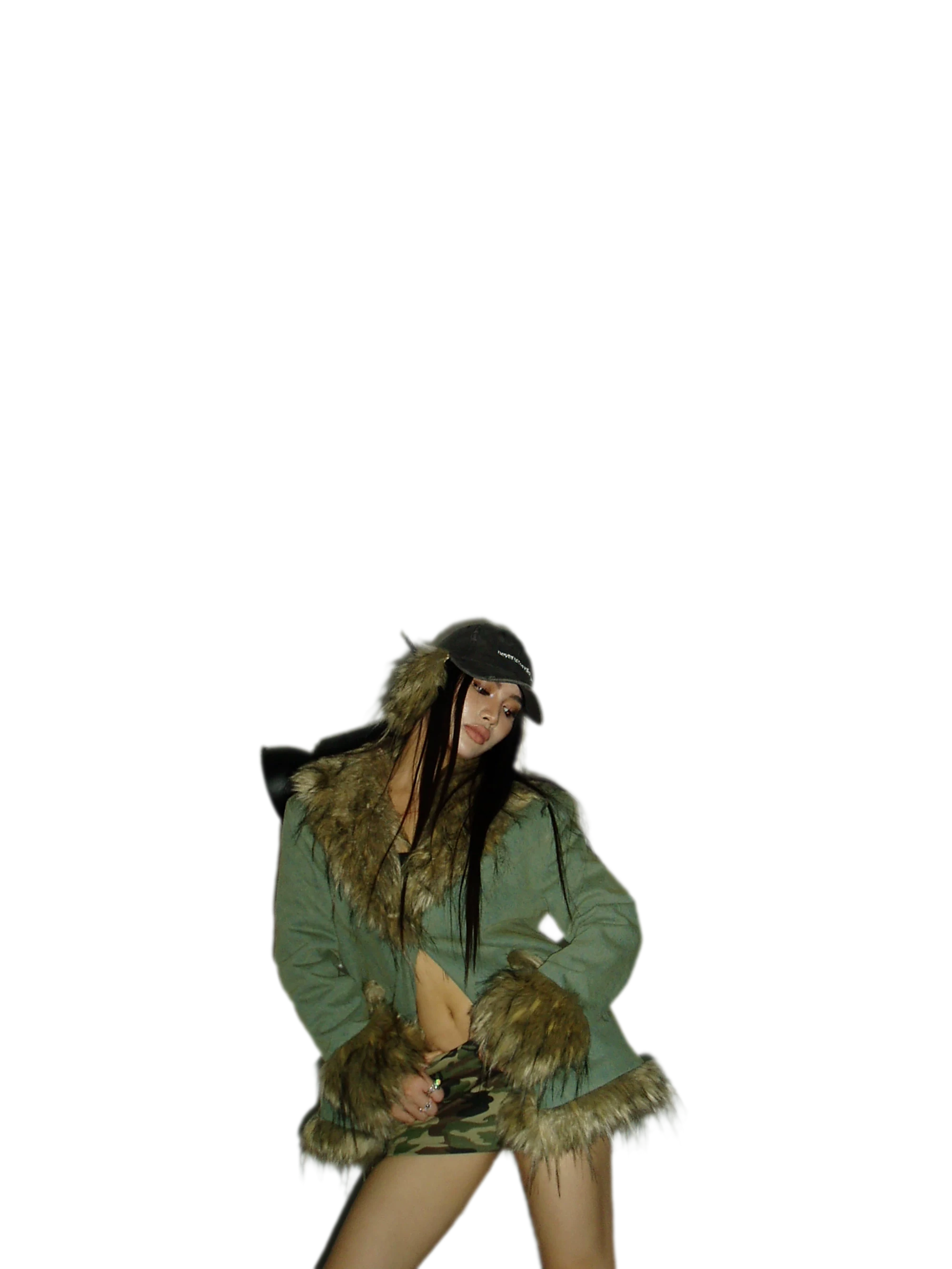 Distressed Faux Fur Cap
