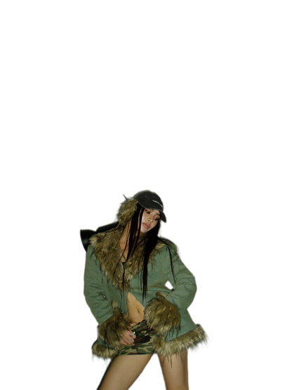 Distressed Faux Fur Cap
