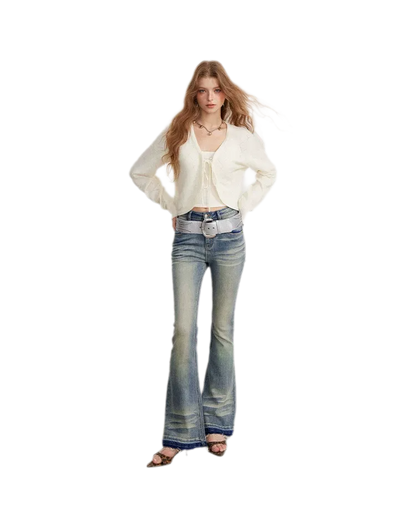 Diamond Knit Tie Cardigan Set