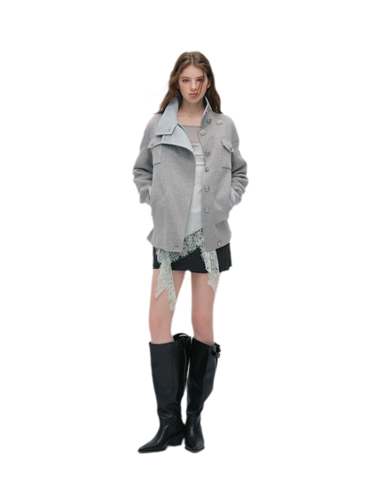 Heavyweight Contrast Wool Coat