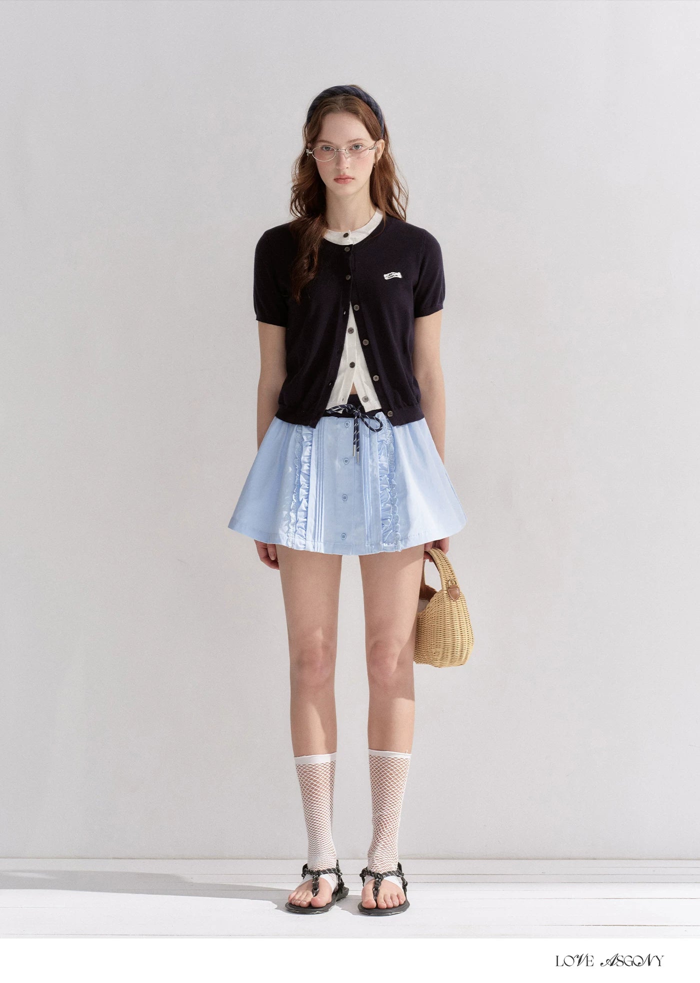 Pleated Drawstring A-line Short Skirt