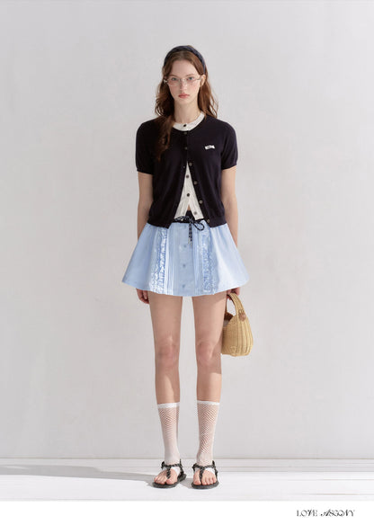 Pleated Drawstring A-line Short Skirt