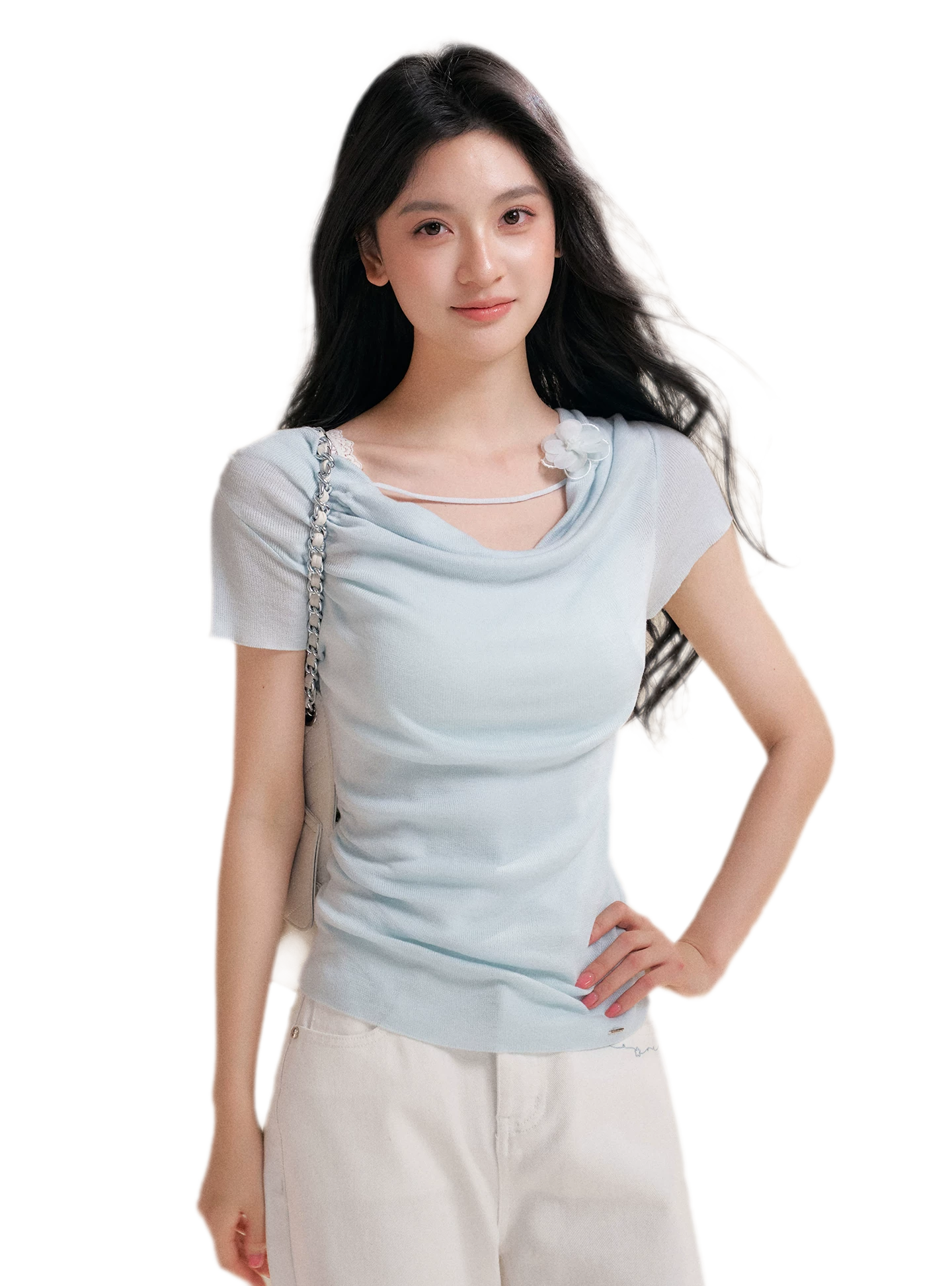 Lyocell Cowl Flower Tee