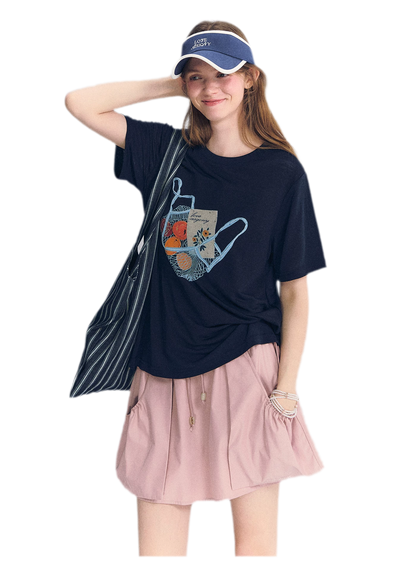 Drawstring A-Line Skirt