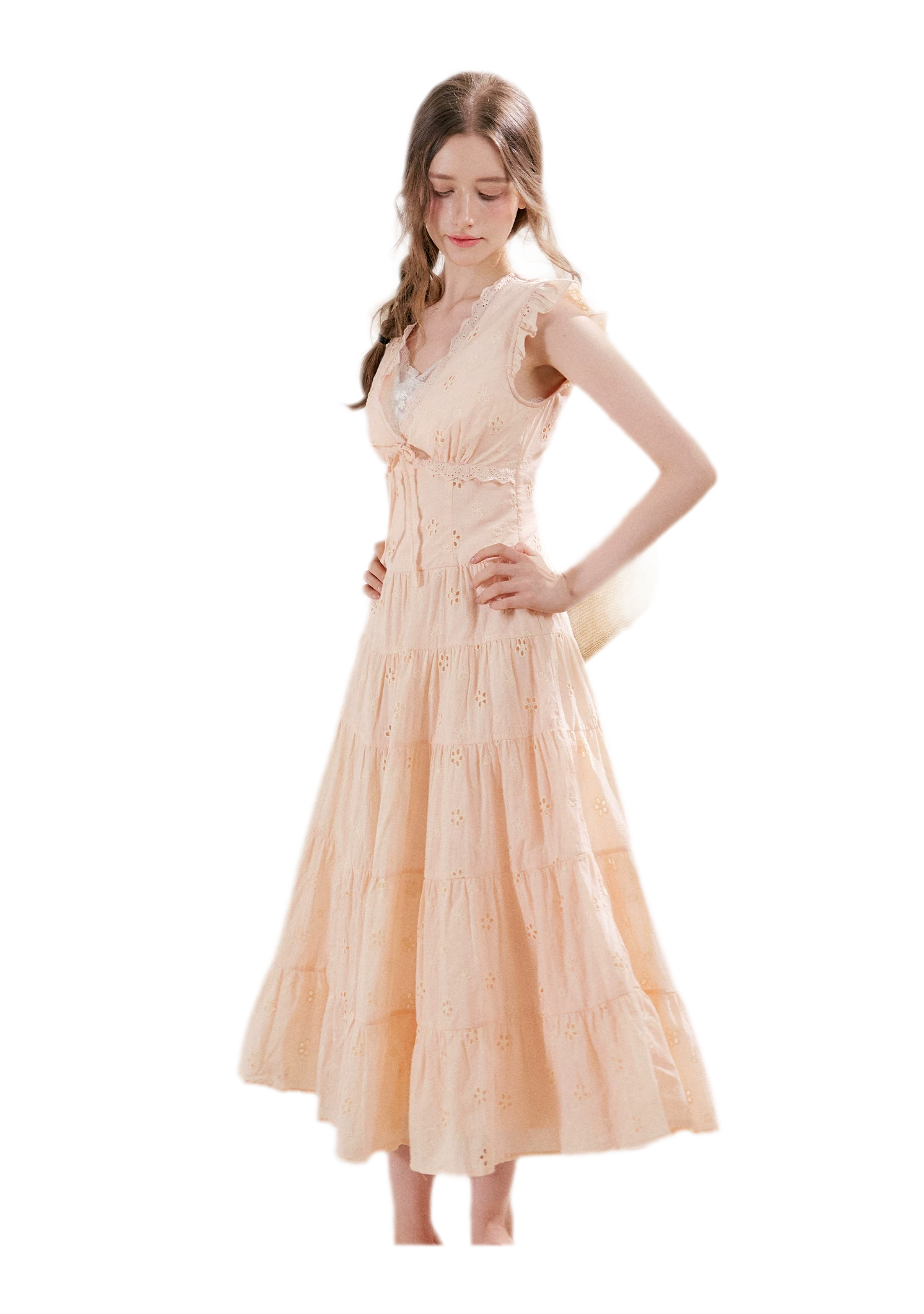 Embroidered Eyelet Tiered Dress
