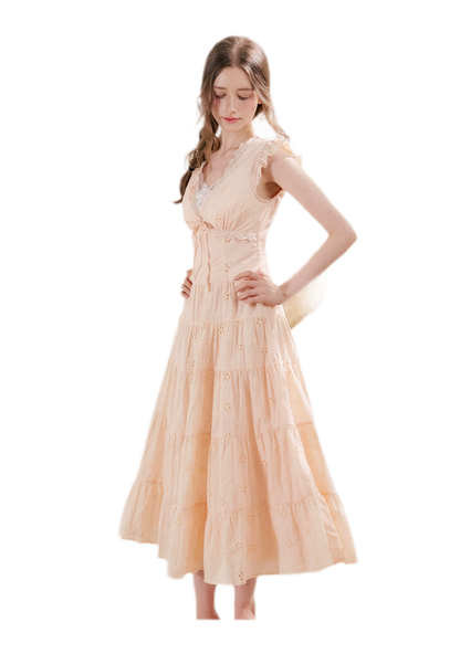 Embroidered Eyelet Tiered Dress
