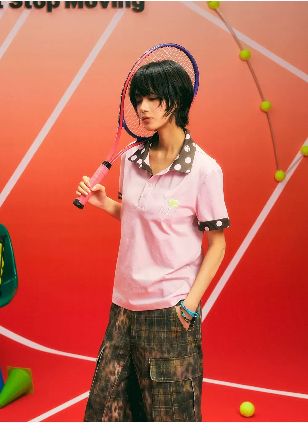 Sorona Polka-Dot Tennis Polo