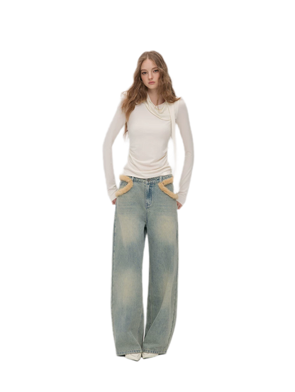 Vintage Washed Wide-Leg Jeans