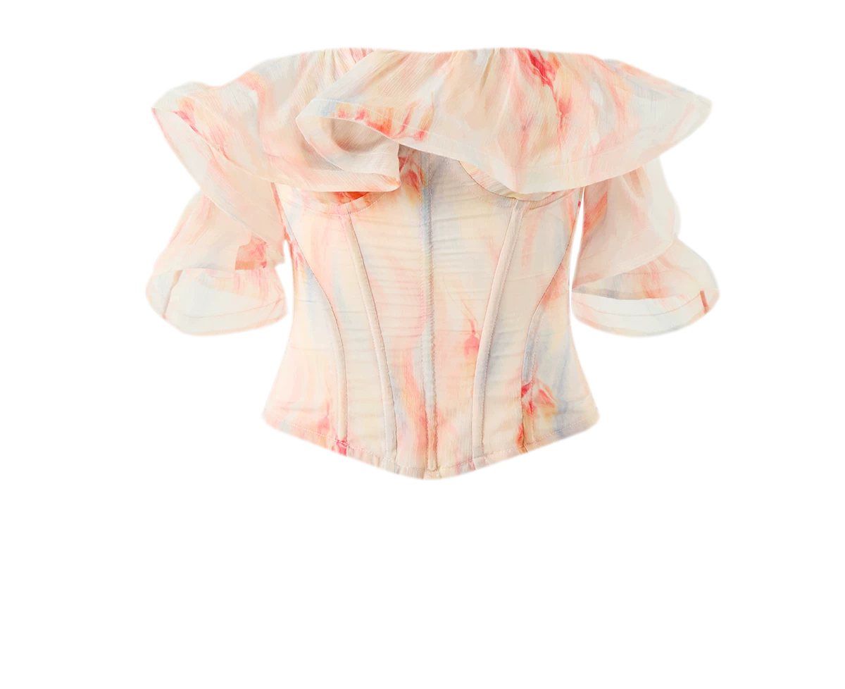 Rainbow Ruffle Corset Bustier