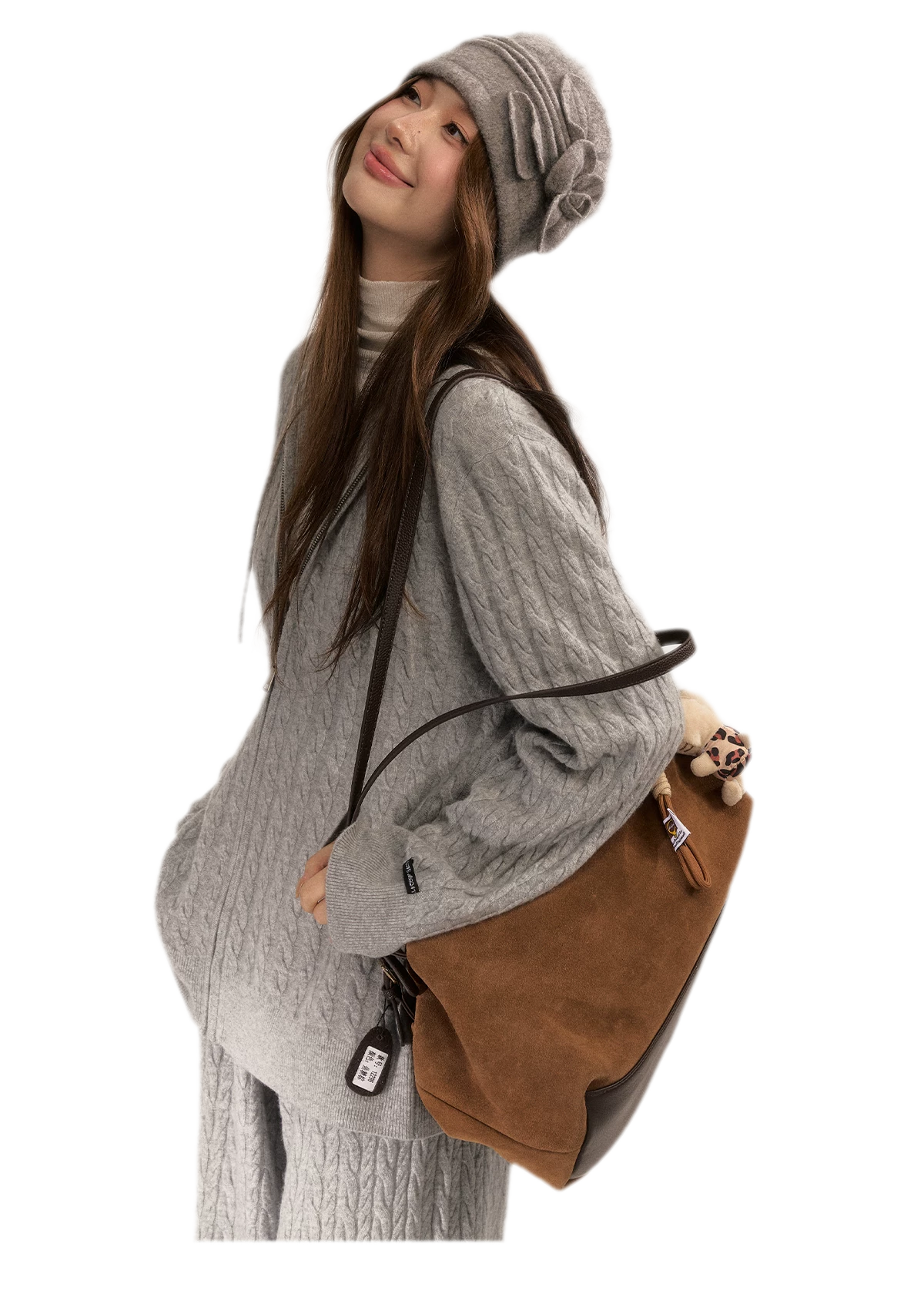 Wool-Blend Cable-Knit Hooded Set
