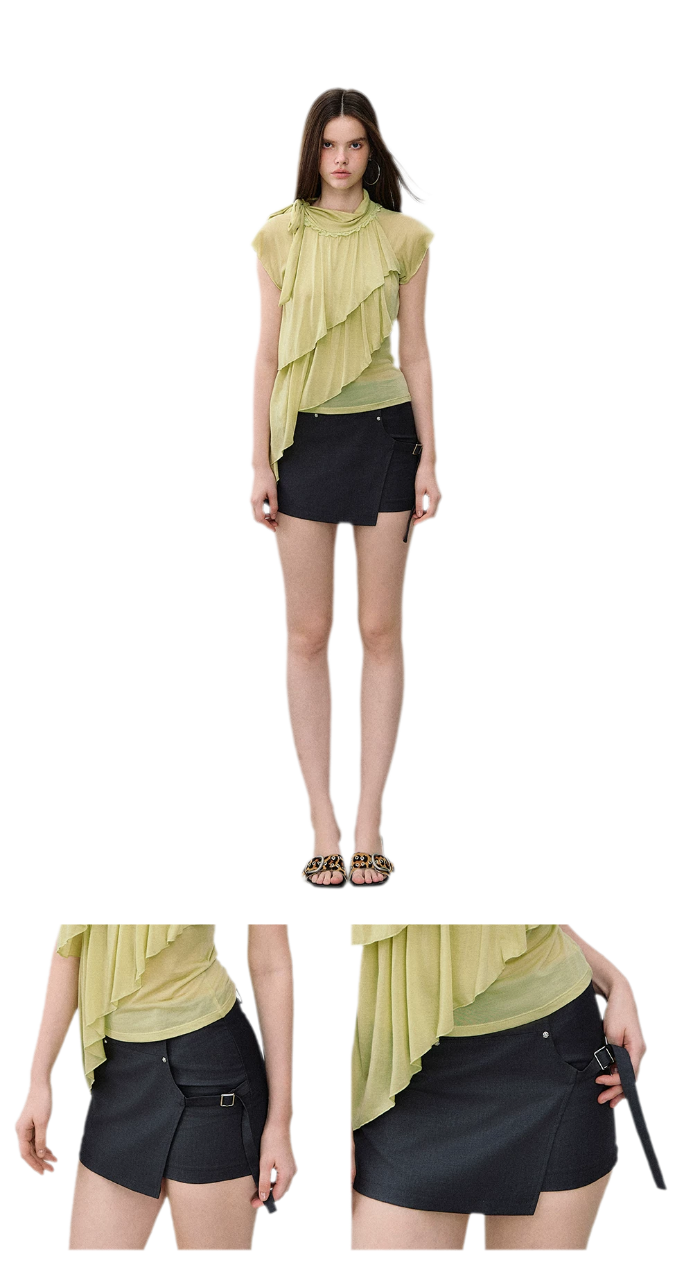 Asymmetric Wrap Mini Skirt