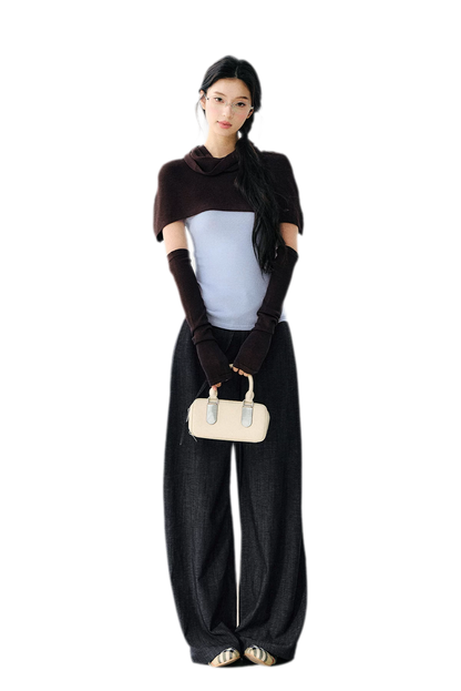 Faux Linen Wide Jeans