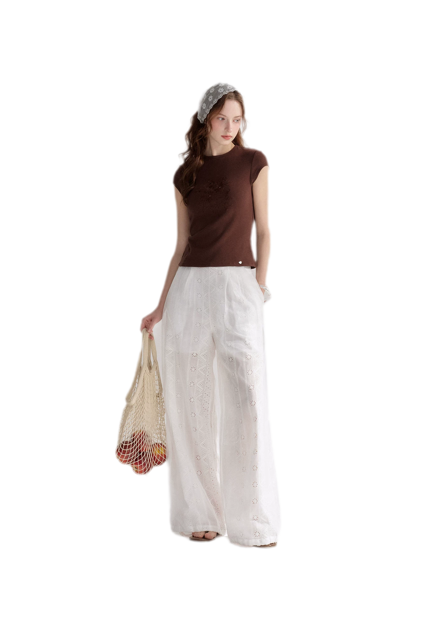 Sheer Eyelet Lantern Pants