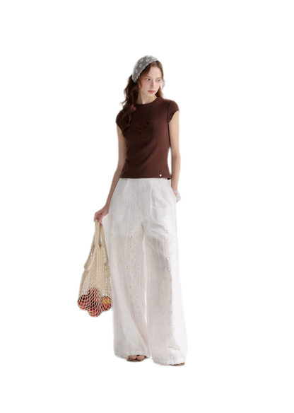 Sheer Eyelet Lantern Pants