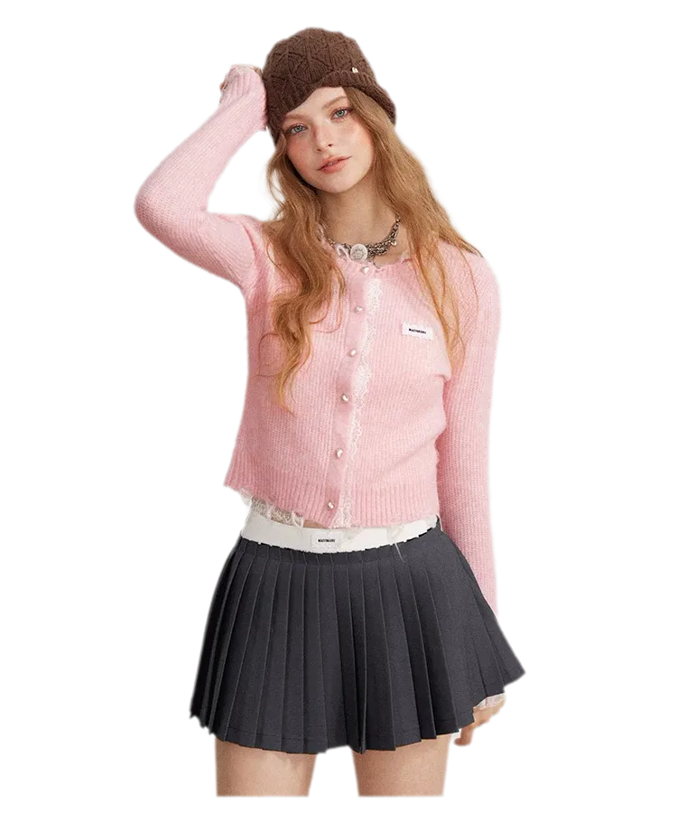 Contrast Pleated A-Line Mini Skirt
