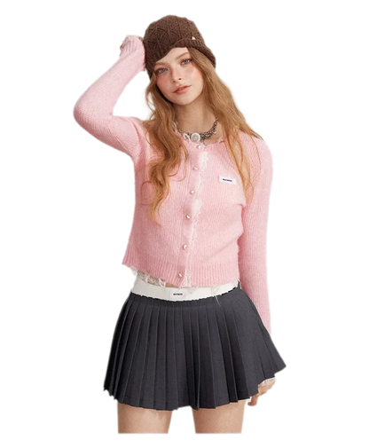 Contrast Pleated A-Line Mini Skirt