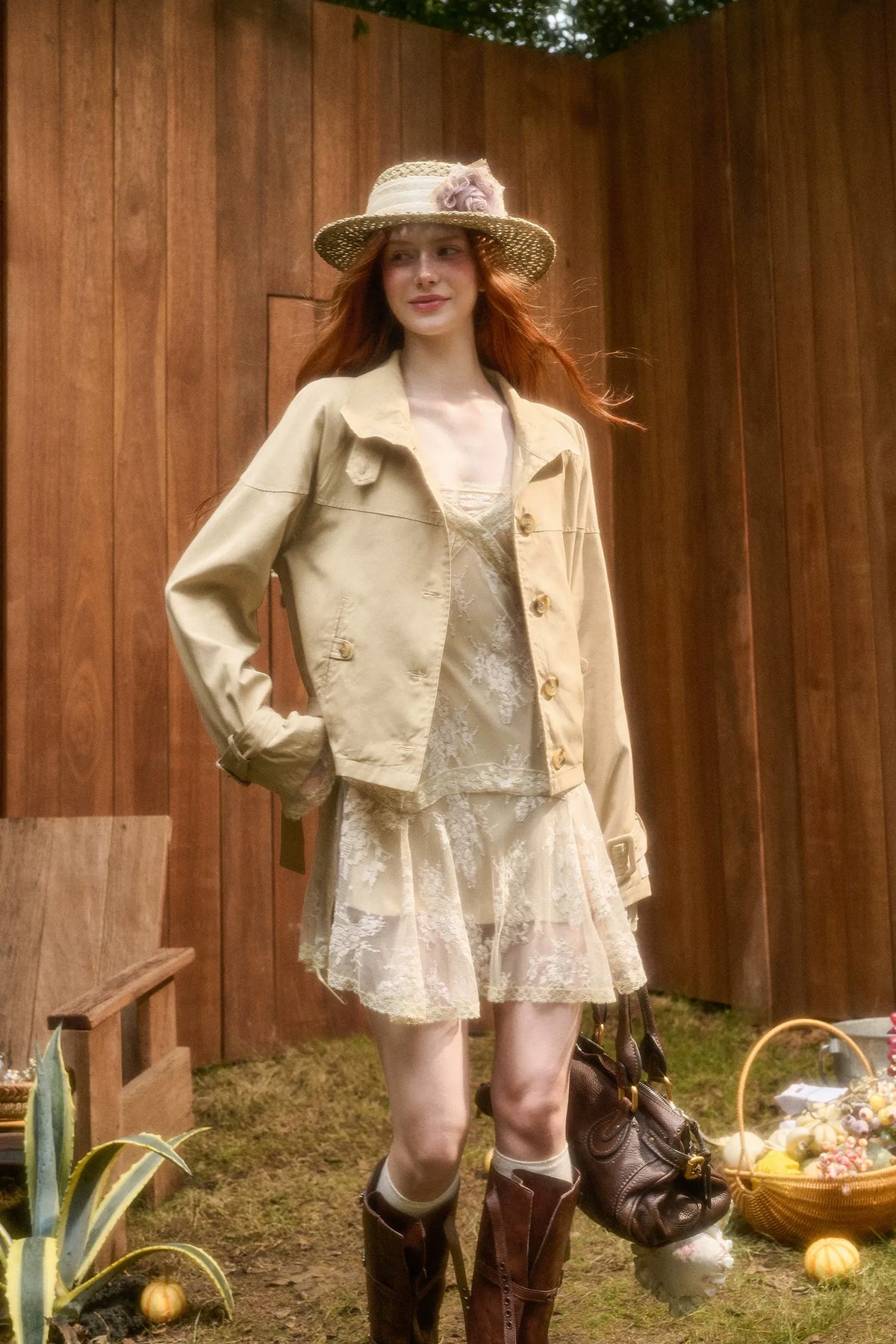 Woven Cropped Trench Jacket
