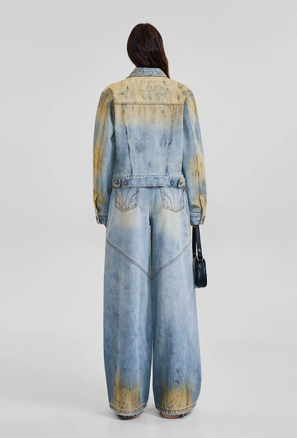 Cross Statue Desert Wide-Leg Jeans