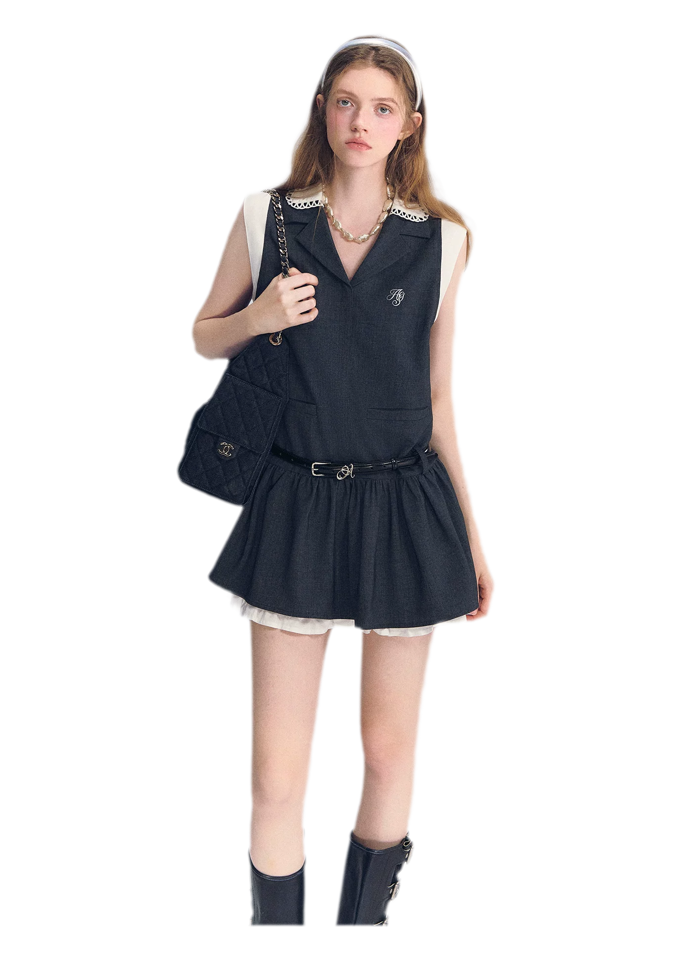 Contrast Collar Cami Dress