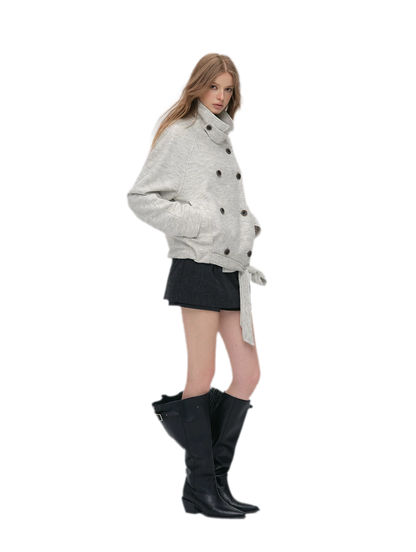 Brushed Wool Blend Short Coat