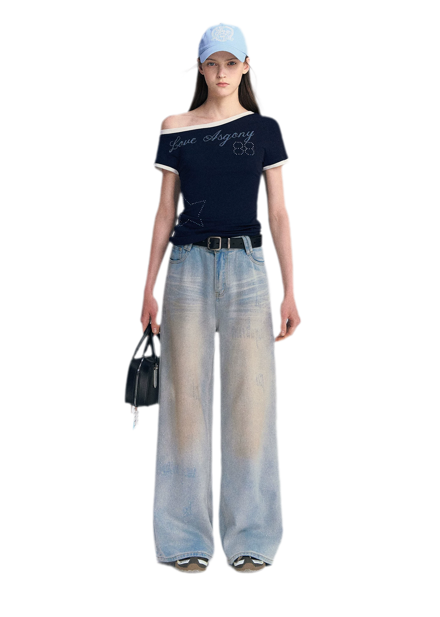 Sequin Wide-Leg Jeans