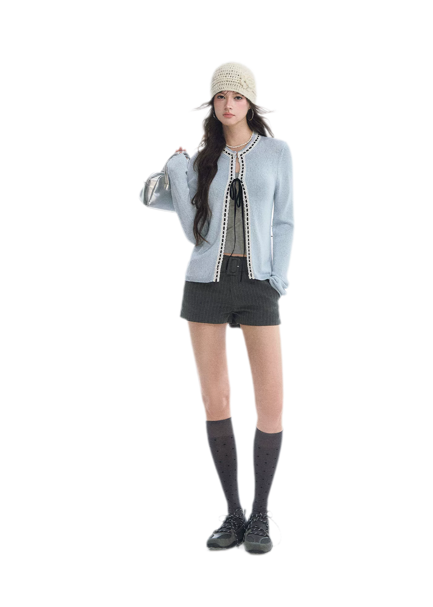 Fine Knit Contrast Trim Cardigan