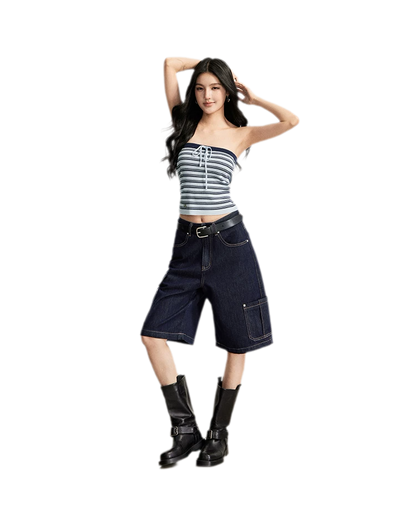 Wide-Leg Cargo Shorts