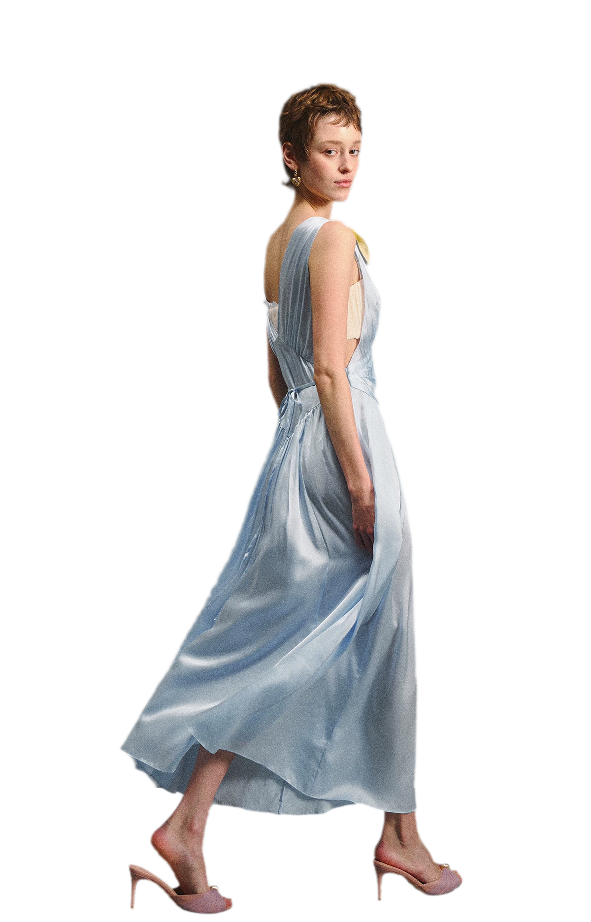 Lace Tie Satin Dress