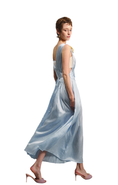 Lace Tie Satin Dress
