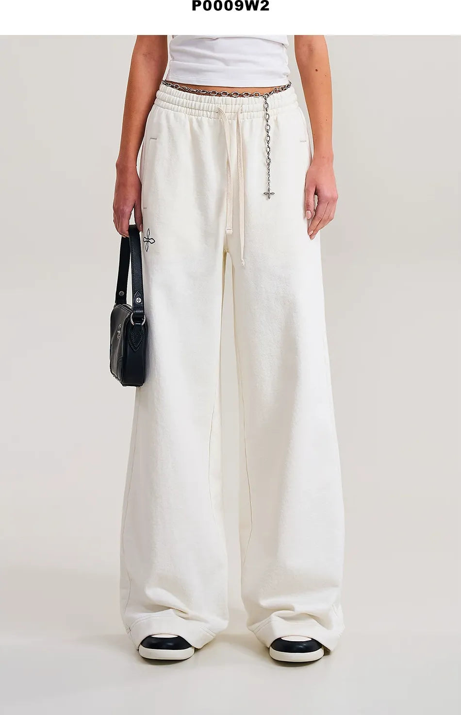 Cross Statue Wide-Leg Cotton Sweatpants