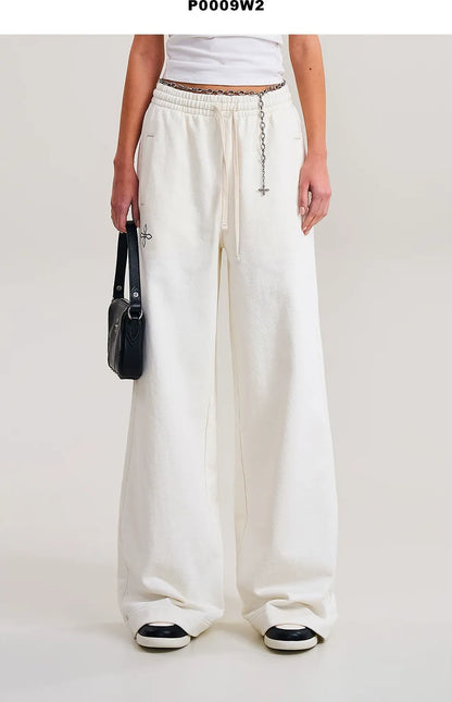 Cross Statue Wide-Leg Cotton Sweatpants