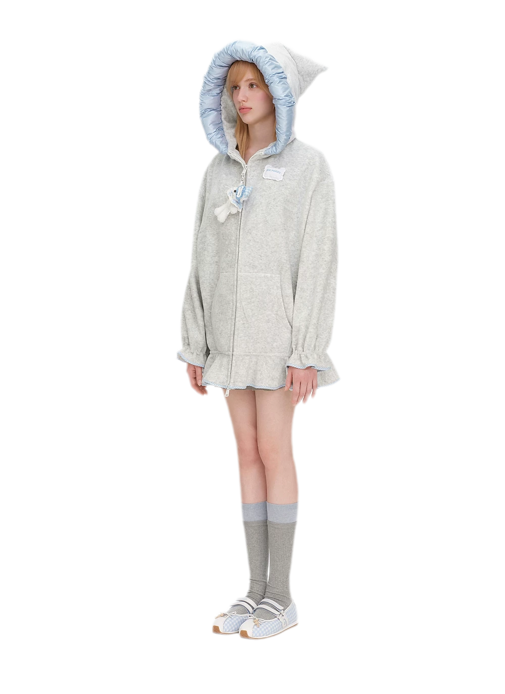 Plush Lace-Trimmed Bear Hoodie