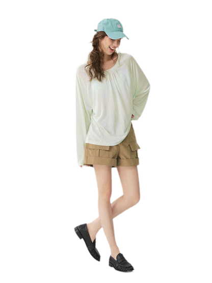 V-Neck Ruched Long Tee