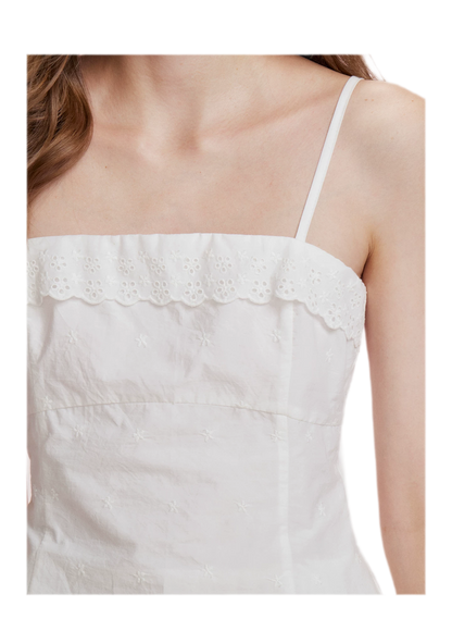 Cotton Embroidered Ruffle Dress