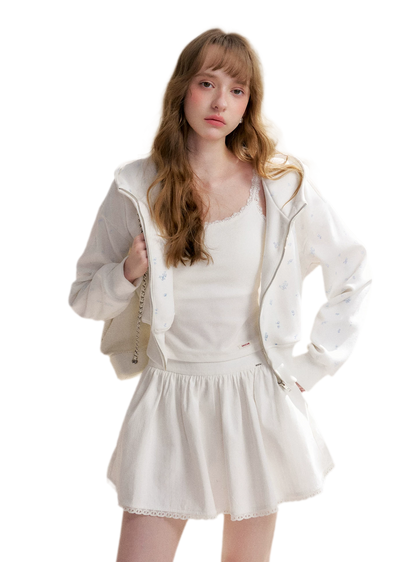Textured A-Line Short Skirt