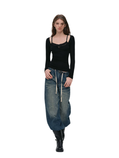 Lace Trim Fitted Top