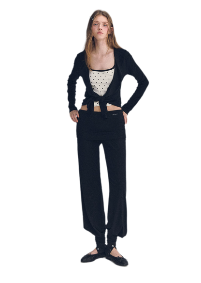 Ruffled Drape Knit Set