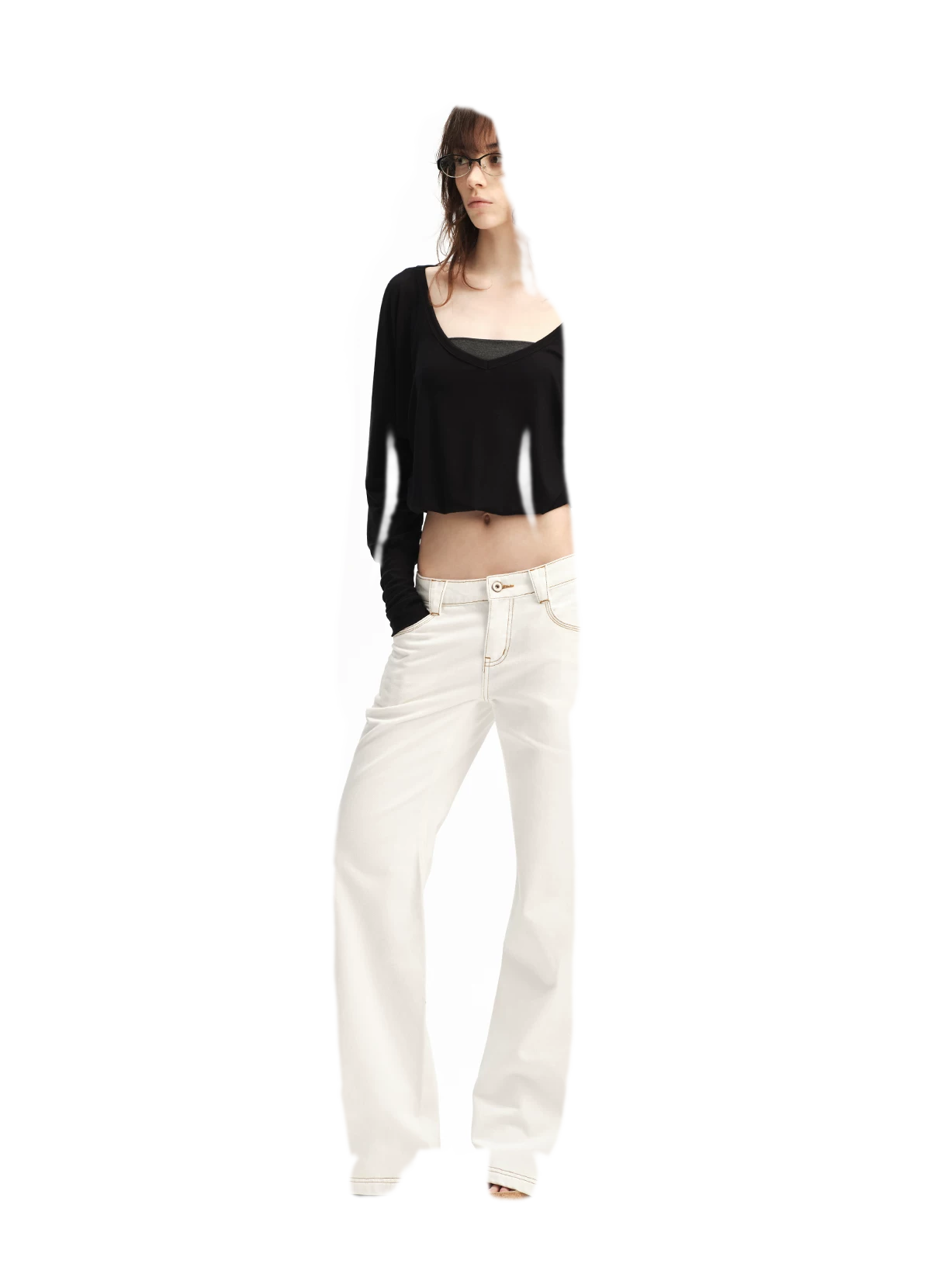 Contrast Stitch Flared Jeans