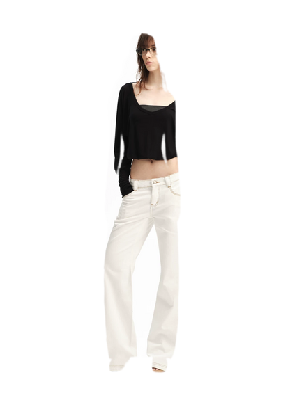 Contrast Stitch Flared Jeans