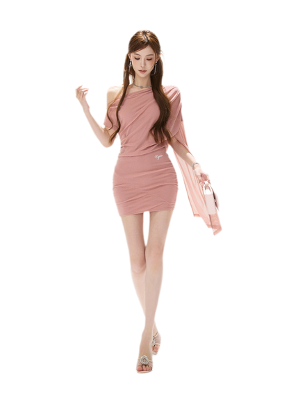 Asymmetric Silver Knit Dress