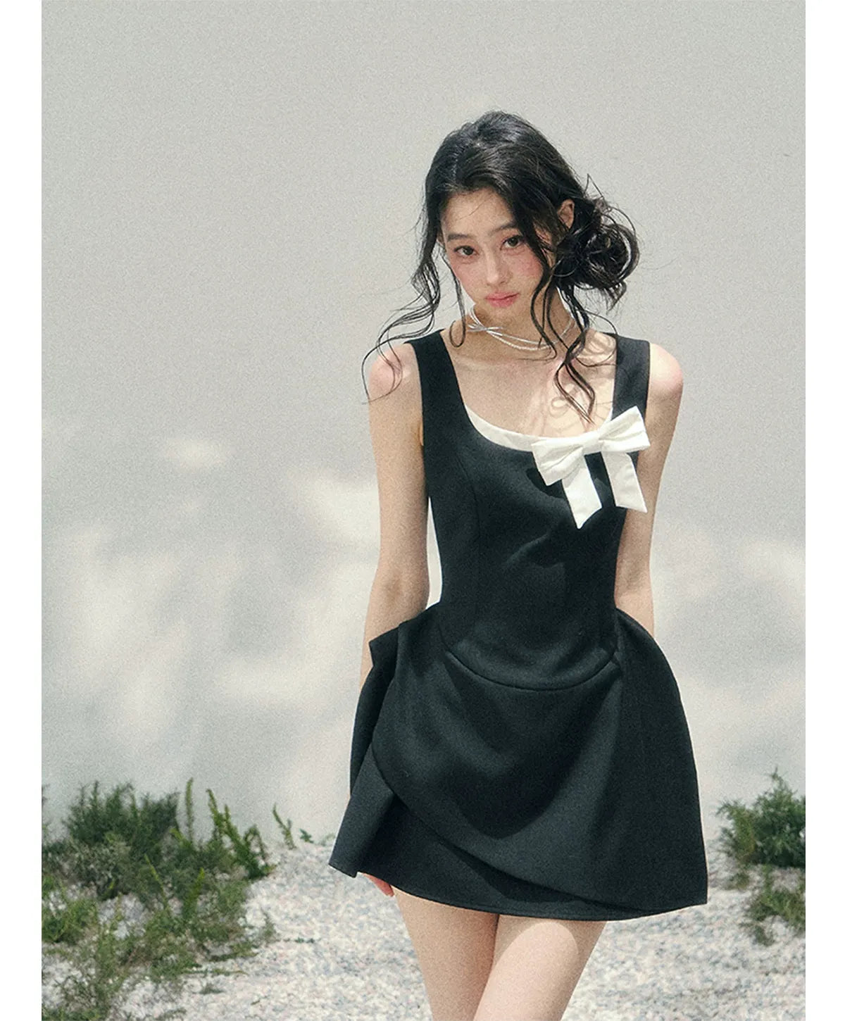 Sleek Bowknot Mini Dress