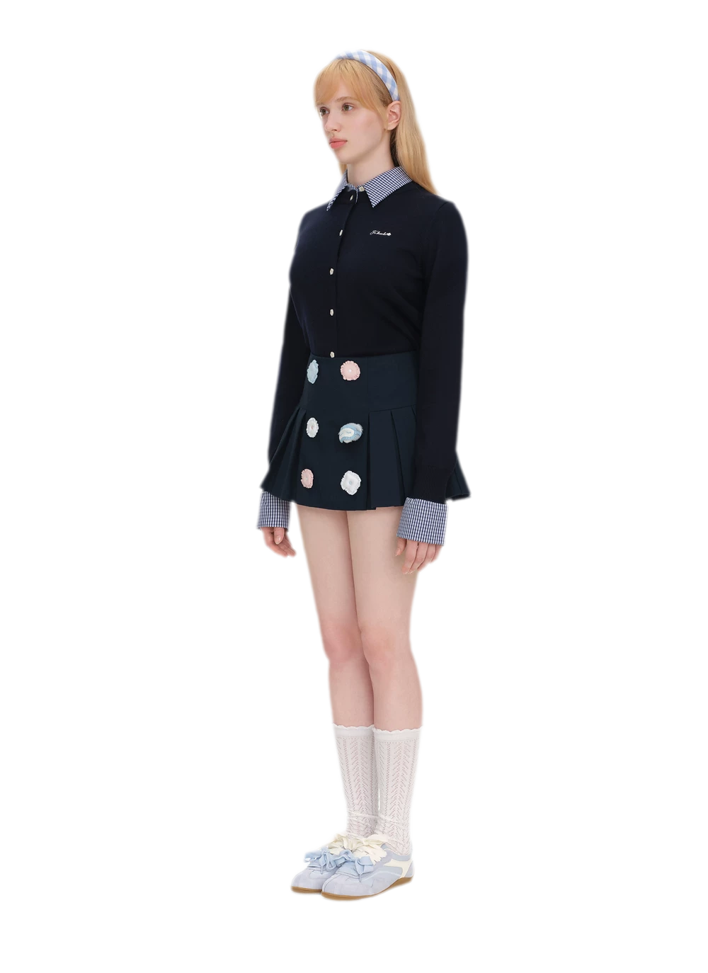 Bear Pleated Cotton Skort
