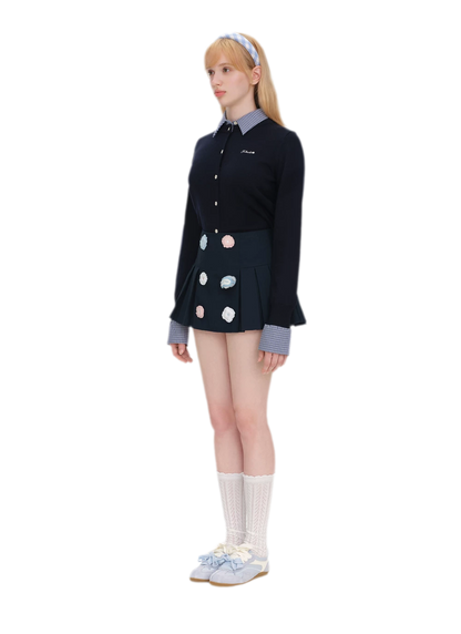 Bear Pleated Cotton Skort