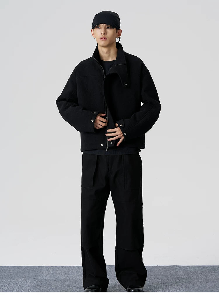 Wool Blend Stand-Collar Jacket
