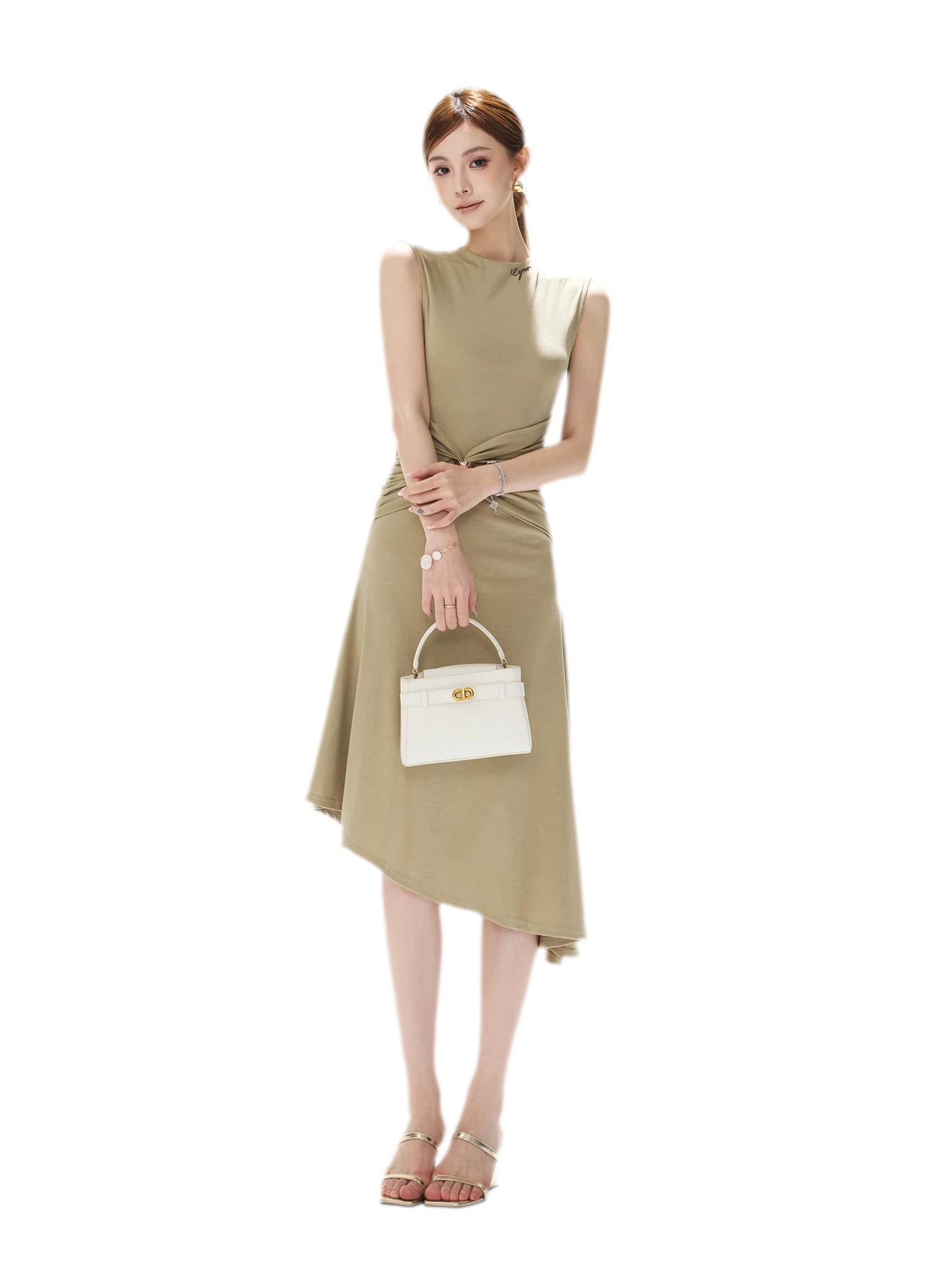 Twist Waist Asymmetric Dress