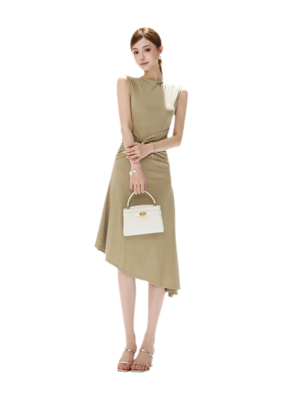 Twist Waist Asymmetric Dress